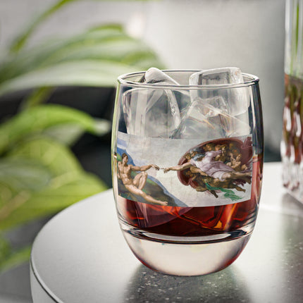 The Creation of Adam by Michelangelo Buonarroti Whiskey Glass