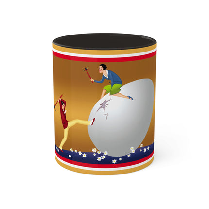 Crack-Up Comedy: The Great Egg Duel Colorful Mugs, 11oz