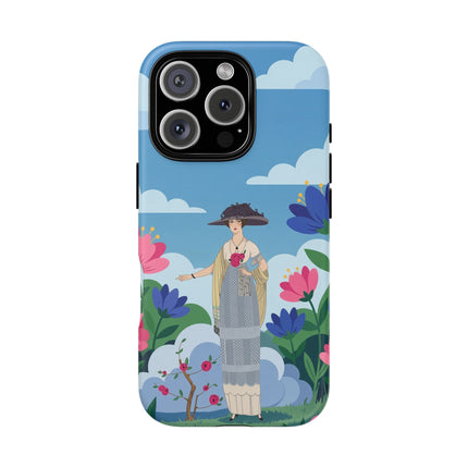 🌸🎩 The Lady Of The Grand Flower Garden Phone Case – Art Deco Fashion Illustration