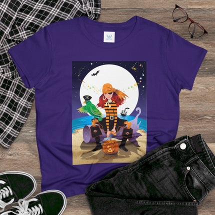 Moonlit Pirate Halloween Women's Midweight Cotton Tee