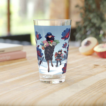 🎁🌺 The Christmas Gift Garden Stroll Pint Glass – Art Deco Holiday Fantasy