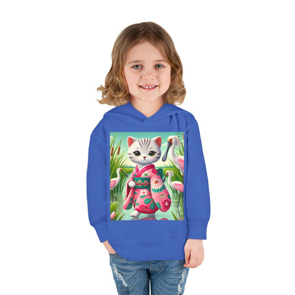 Geisha Kitten Strolls Among the Spoonbills Toddler Pullover Fleece Hoodie
