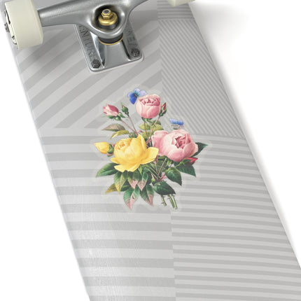 Yellow Rose and Cabbage Rose botanical illustration by Pierre-Joseph Redouté Kiss-Cut Stickers (4 Sizes)