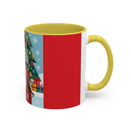 ❤️ The Lady Of The Crimson Scarf Colorful Mug – Art Deco Christmas Elegance