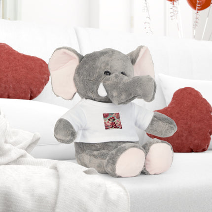 Whimsical Geisha Kitten in a Valentine Garden Plush Toy with T-Shirt