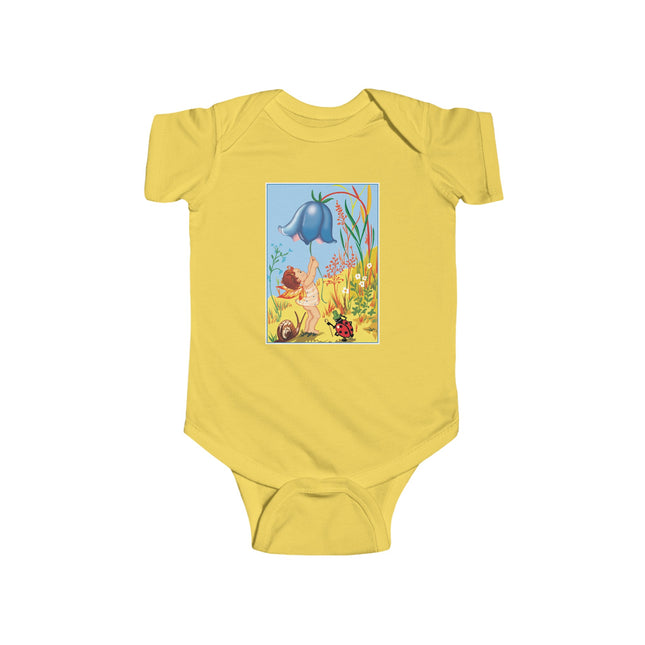 Whimsical Encounters: A Fairy’s Delight Baby Bodysuit – Garden Magic & Playful Charm