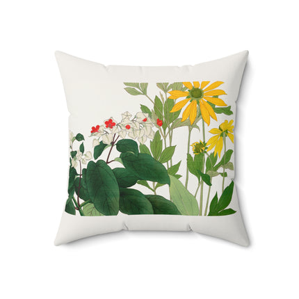Clerodendrum & Rudbeckia by Tanigami Kônan Spun Polyester Square Pillow