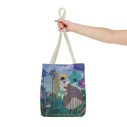 🦚🌸 The Lady Of The Peacock Garden Tote Bag – Art Deco Floral Fantasy