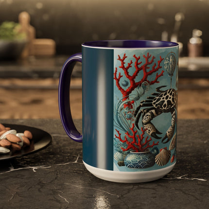 Spotted Crab & Pagoda Colorful Mug – Mystical Ocean & Asian Harmony