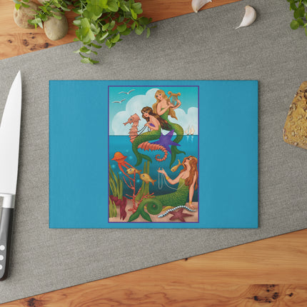 Three Mermaids with Strings of Pearls by Carlo Chiostri Glass Cutting Board