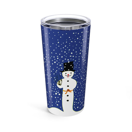 Snowman in Falling Snow Tumbler 20oz