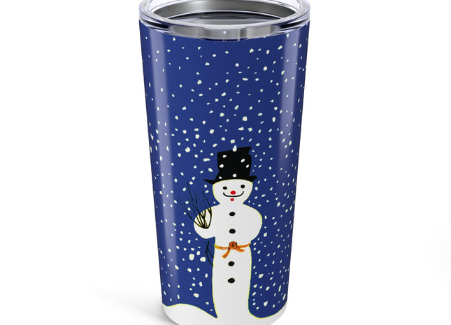Snowman in Falling Snow Tumbler 20oz