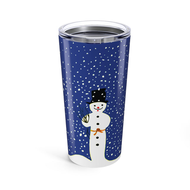 Snowman in Falling Snow Tumbler 20oz
