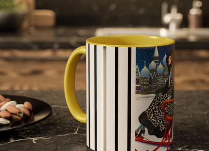 Elegant Winter Woman in Sleigh Colorful Mugs (11oz, 15oz)