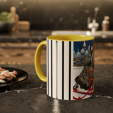 Elegant Winter Woman in Sleigh Colorful Mugs (11oz, 15oz)