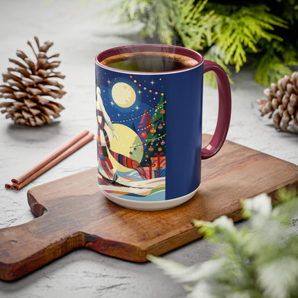 🌙🎿 The Moonlit Christmas Skier Colorful Mug – Whimsical Holiday Fantasy