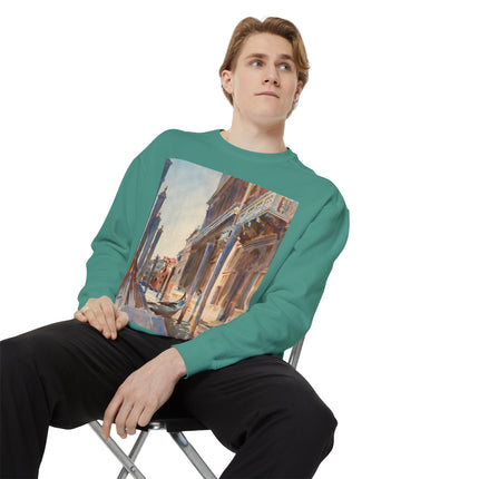 Gondola Moorings on the Grand Canal by John Singer Sargent Unisex Garment-Dyed Sweatshirt