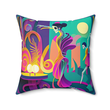 Dance of the Skeleton Ballerinas Spun Polyester Square Pillow
