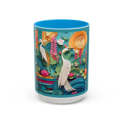 Elegant Egret Oasis Colorful Mugs (11oz, 15oz)