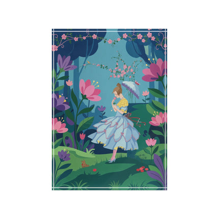 🌸🦋 The Lady Of The Enchanted Flower Forest Acrylic Art Block – Art Deco Woodland Whimsy