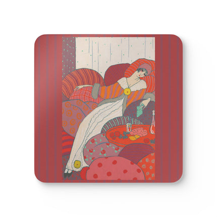 Les Coussins by Georges Lepape Corkwood Coaster Set