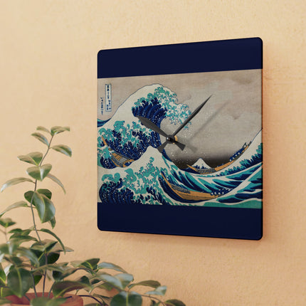 The Great Wave off Kanagawa by Katsushika Hokusai Acrylic Wall Clock, Round and Square