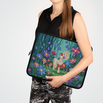 🧚🍄 The Lady Of The Mushroom Forest Laptop Sleeve – Art Deco Fairy Garden Fantasy