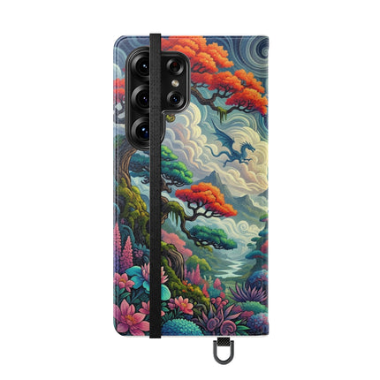 Mystic Guardian of the Sky Flip Case – Warrior Fairy & Turquoise Dragon