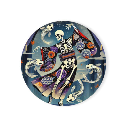 Skeleton Kabuki Performer Cork Back Coaster