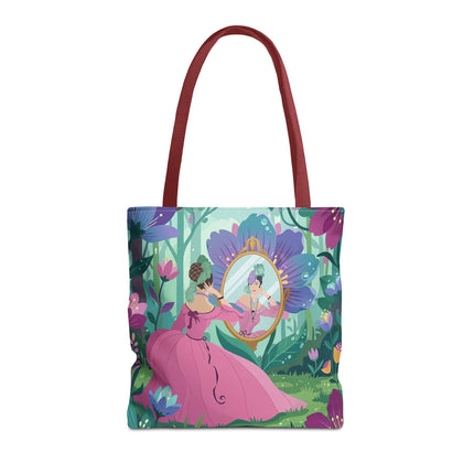 🌸🪞 The Lady Of The Enchanted Garden Mirror Tote Bag – Art Deco Floral Fantasy