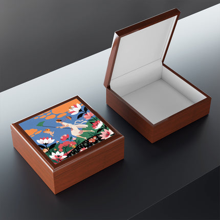 🪁🌺 The Lady Of The Flying Garden Jewelry Box – Art Deco Floral Fantasy