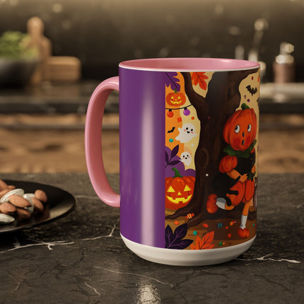 🎃🐈‍⬛ The Pumpkin Child’s Halloween Parade Colorful Mug – Whimsical Storybook Charm