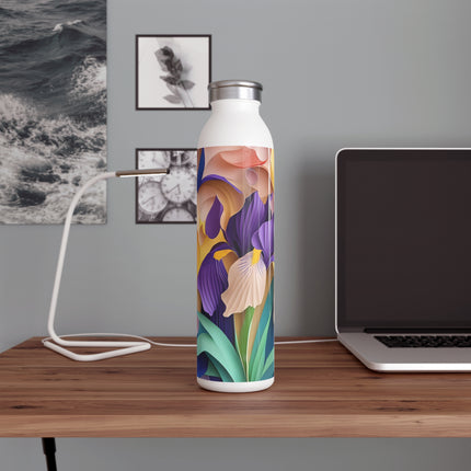 The Elegant Iris Flower Slim Water Bottle