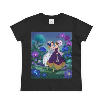 💜🌸 The Ladies Of The Enchanted Garden Cotton Tee – Art Deco Fashion Illustration