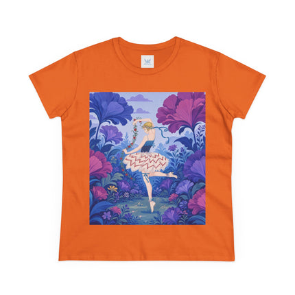🌸🩰 The Enchanted Garden Ballet Cotton Tee – Art Deco Floral Whimsy