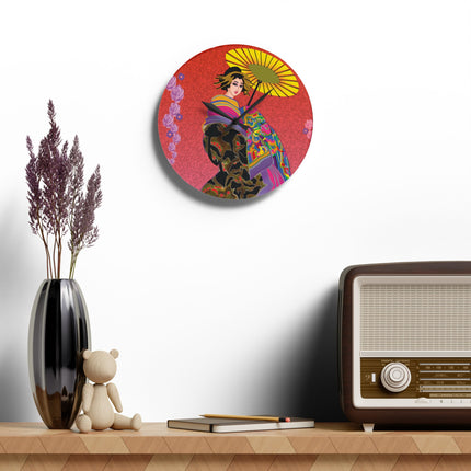 Enchanting Geisha Acrylic Wall Clock