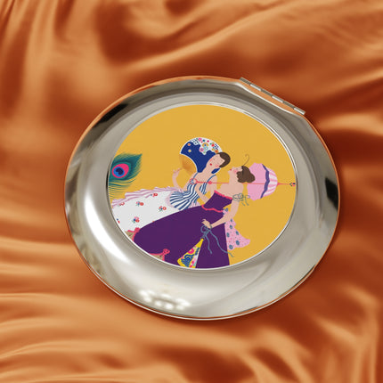 Peacock Ladies in the Garden Compact Mirror – Playful Elegance & Art Deco Charm