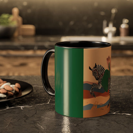 Zebra Rider Colorful Mugs – Safari Chic & Art Deco Adventure
