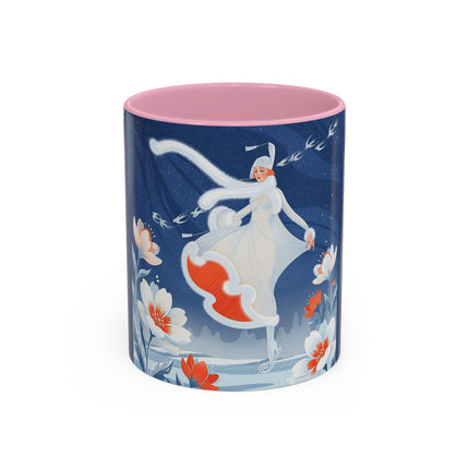 ❄️⛸️ The Winter Skater’s Flight Colorful Mug – Art Deco Floral Fantasy