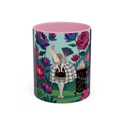 The Lady Of The Lotus Garden Colorful Mugs – Art Deco Botanical Elegance