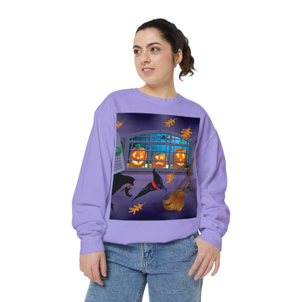 Whimsical Halloween Mischief Unisex Garment-Dyed Sweatshirt