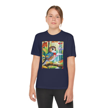 Baby Hawk Plays in Forest Youth Competitor Tee