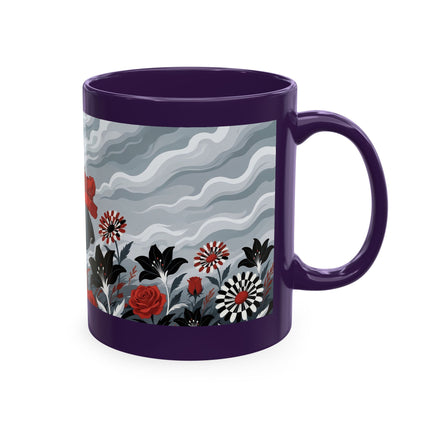 ☂️🌹 The Lady In The Windy Rose Garden Ceramic Mug – Art Deco Fashion Whimsy
