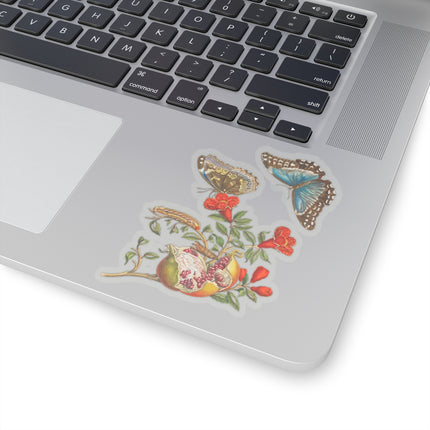 Blue Butterflies and Pomegranate by Maria Sibylla Merian Kiss-Cut Stickers (4 Sizes)