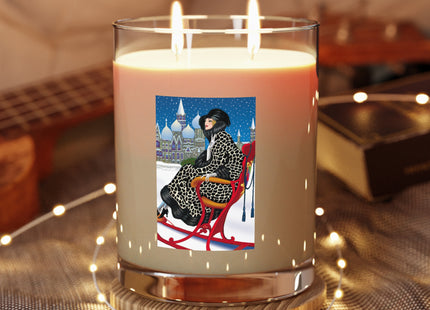 Elegant Winter Woman in Sleigh Scented Candle - Full Glass, 11oz
