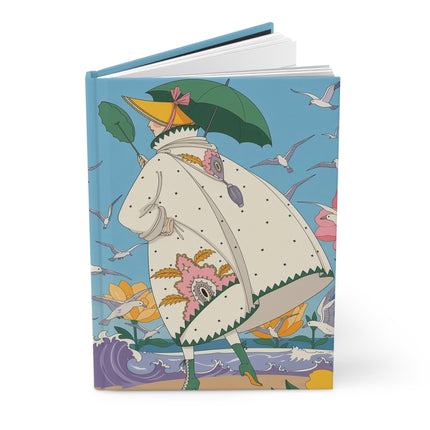 🌊☂️ The Lady Of The Seaside Parasol Hardcover Journal – Art Deco Fashion Illustration