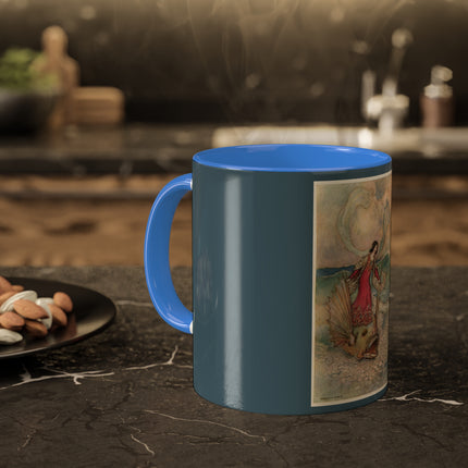 Rita Rides on the Dolphin by Warwick Goble Colorful Mugs, 11oz