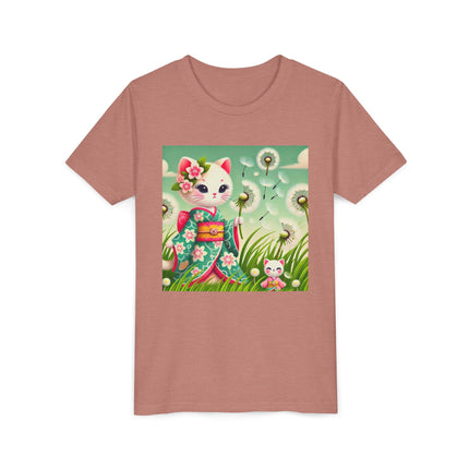 Geisha Kitten and the Dandelion Wish Youth Short Sleeve Tee