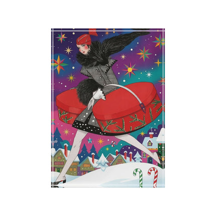 🎁✨ The Lady Of The Christmas Hatbox Acrylic Art Block – Art Deco Holiday Fantasy