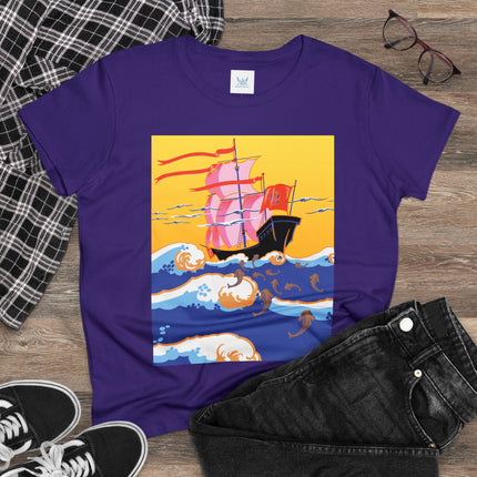 Golden Seas and Whimsical Dreams Women's Midweight Cotton Tee
